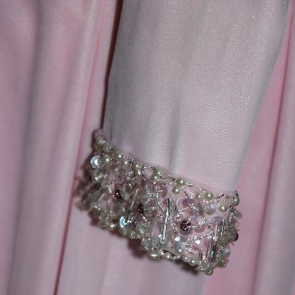 1960s Vintage Pink Velvet Gown with Embellished Details Small - Picture 11 of 12